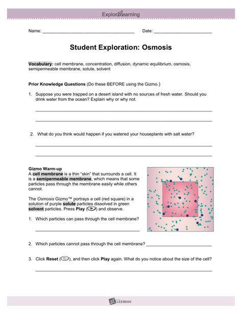 Student Exploration Osmosis Answer Key Ebook Doc